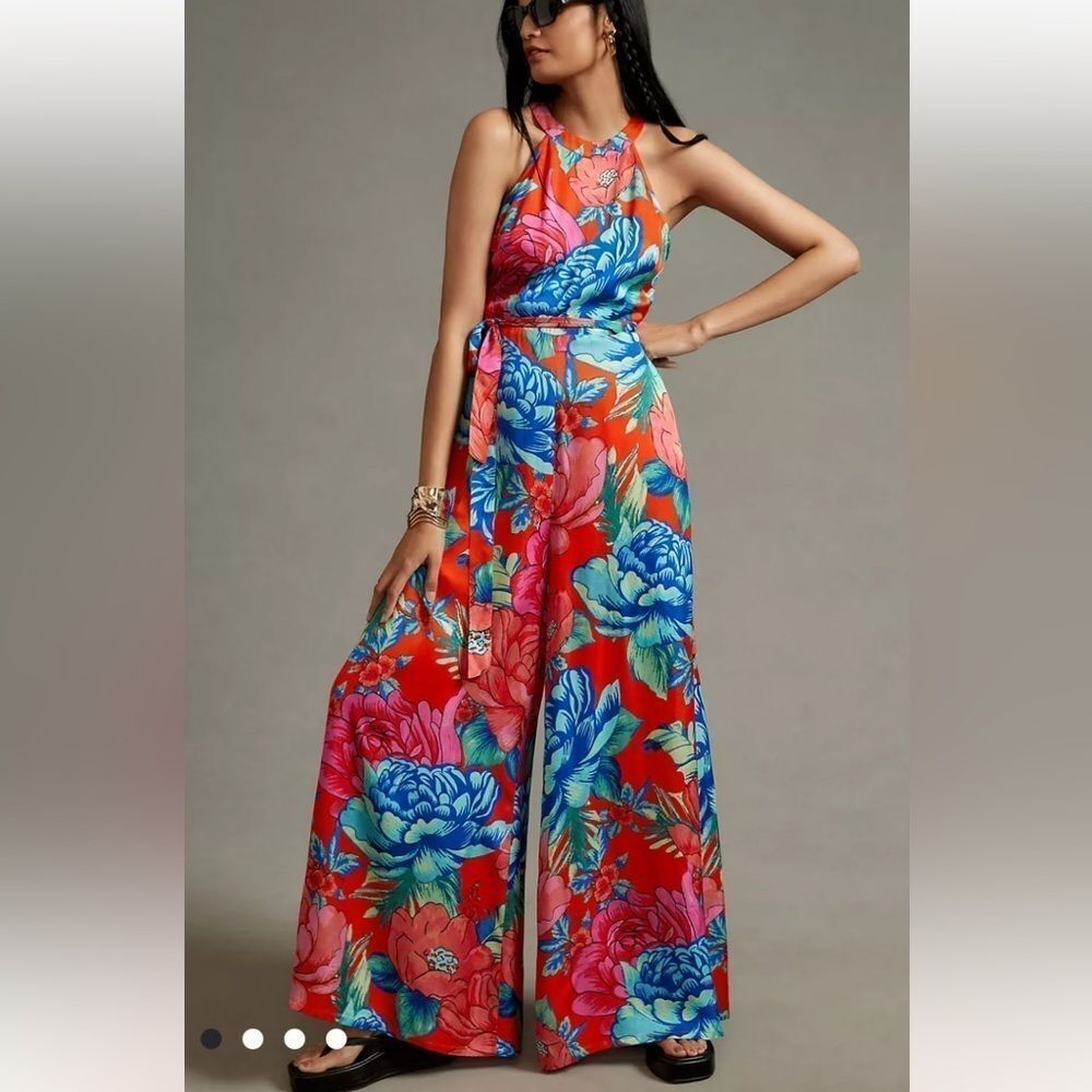 Farm Rio x Anthropologie Printed Halter Jumpsuit